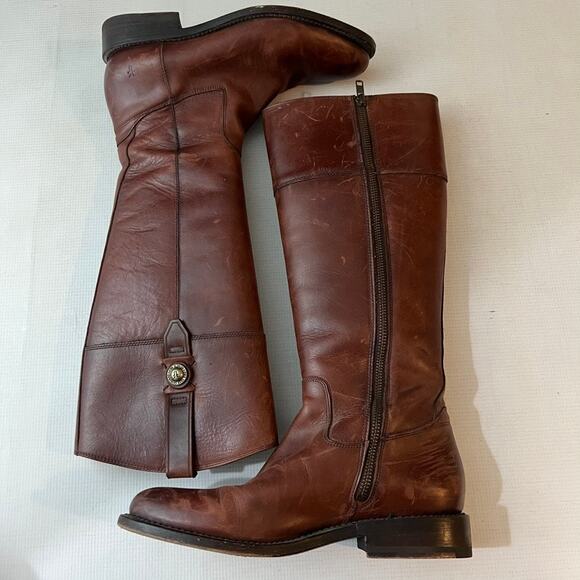 Frye Jayden Button Tall Riding Boots Brown Women Size 8 - Picture 7 of 15